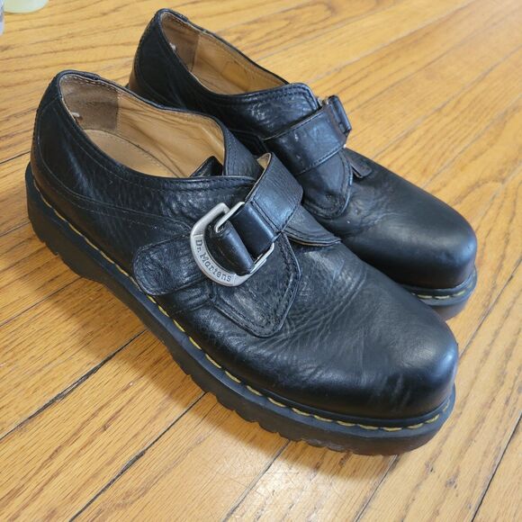 Vintage Dr. Martens 8314 Black Chunky Platfor Leather Monk Strap derby Mens 12